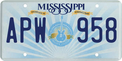 MS license plate APW958