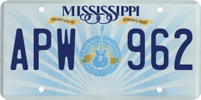 MS license plate APW962