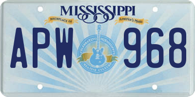 MS license plate APW968