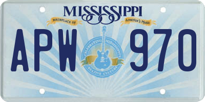 MS license plate APW970