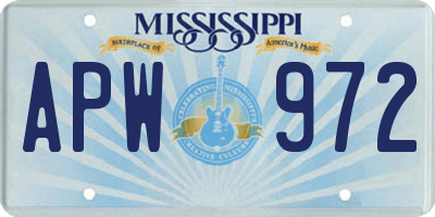 MS license plate APW972