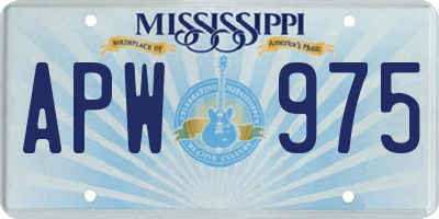 MS license plate APW975