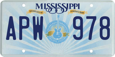MS license plate APW978