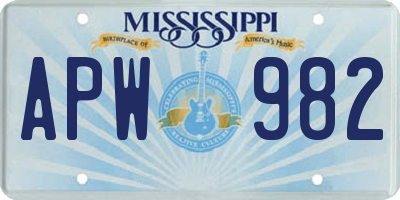 MS license plate APW982