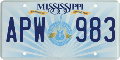MS license plate APW983