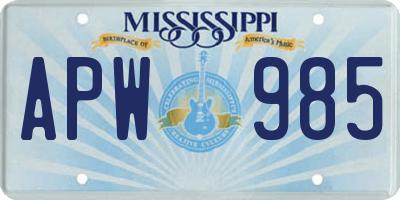 MS license plate APW985