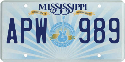 MS license plate APW989