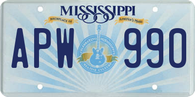 MS license plate APW990