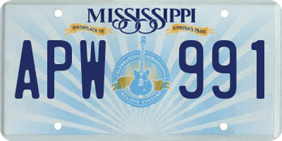MS license plate APW991