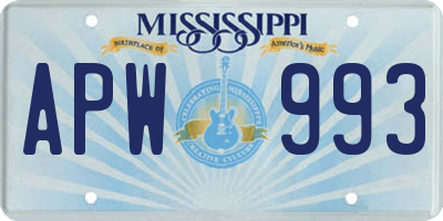MS license plate APW993