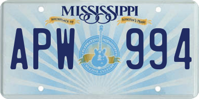 MS license plate APW994