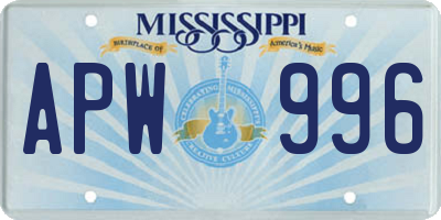 MS license plate APW996
