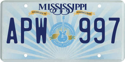 MS license plate APW997