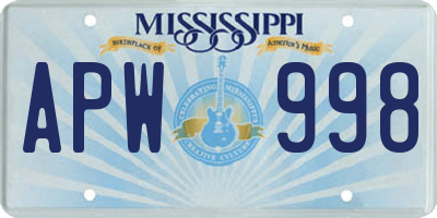 MS license plate APW998