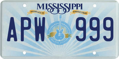 MS license plate APW999