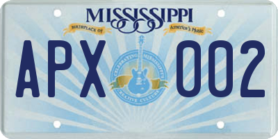 MS license plate APX002