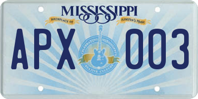 MS license plate APX003