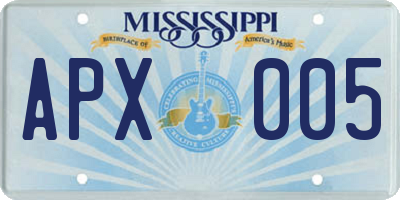 MS license plate APX005