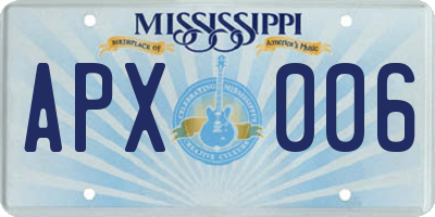 MS license plate APX006