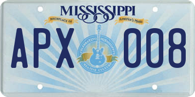 MS license plate APX008