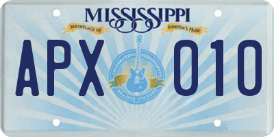 MS license plate APX010