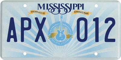MS license plate APX012