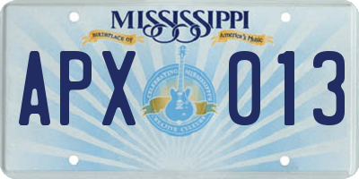 MS license plate APX013