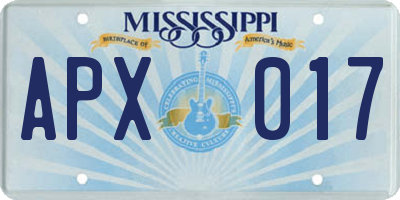MS license plate APX017