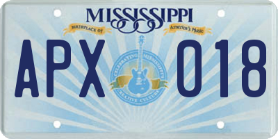 MS license plate APX018