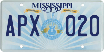 MS license plate APX020