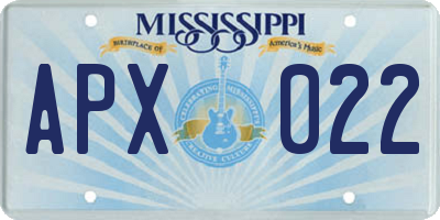MS license plate APX022