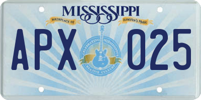 MS license plate APX025