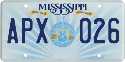 MS license plate APX026
