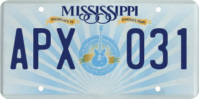 MS license plate APX031