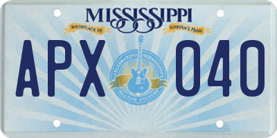 MS license plate APX040