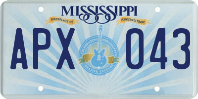 MS license plate APX043