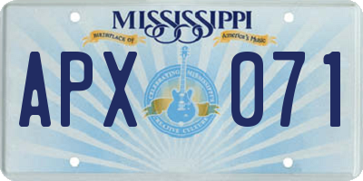 MS license plate APX071
