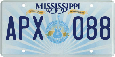 MS license plate APX088