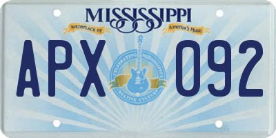 MS license plate APX092