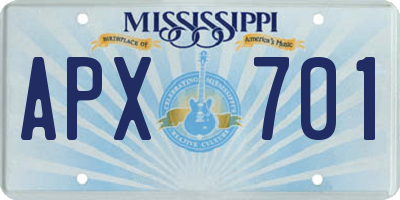 MS license plate APX701