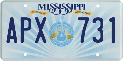 MS license plate APX731