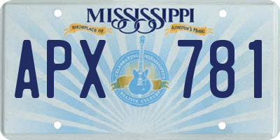MS license plate APX781