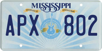 MS license plate APX802