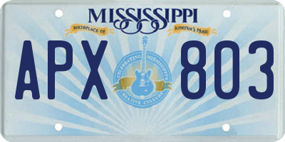 MS license plate APX803