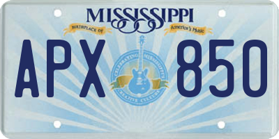 MS license plate APX850