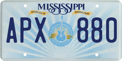 MS license plate APX880