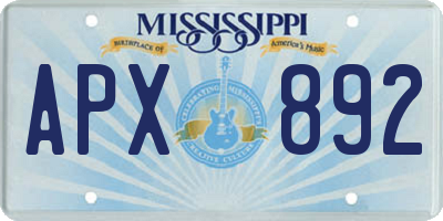 MS license plate APX892