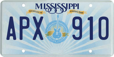 MS license plate APX910