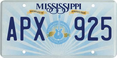 MS license plate APX925
