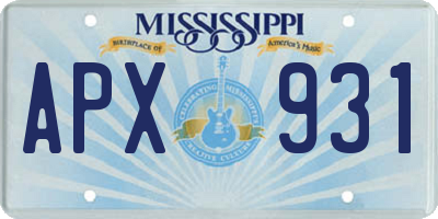 MS license plate APX931